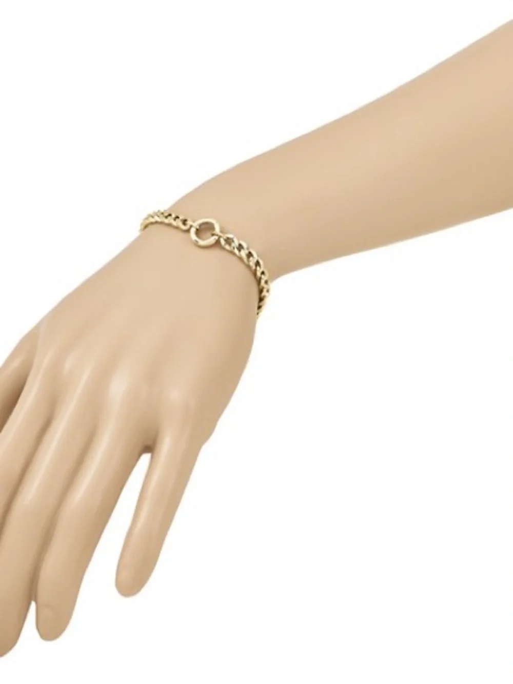 Herco 14K Yellow Gold Curb Chain Charm Holder Bracelet 7.5